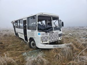 Пострадали двое детей: в Шушенском пассажирский автобус слетел в кювет и перевернулся