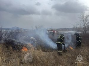 Фронт огня -11 км: сухостой полыхал в Хакасии