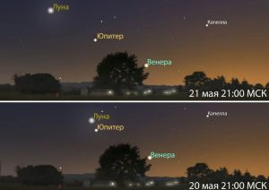 Луну, Юпитер и Венеру на ночном небе одновременно смогут увидеть жители Хакасии