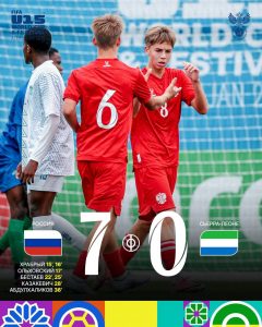 ‎Абаканский футболист Иван Казакевич ‎забил гол в игре за юниорскую сборную России на Чемпионе Мира и фестивале ФИФА‎‎